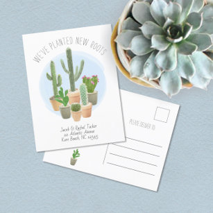 Cactus Planted New Roots Moving Announcement Postcard