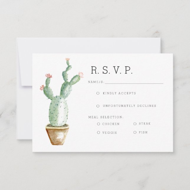 Cactus Planter | Watercolor RSVP Card (Front)