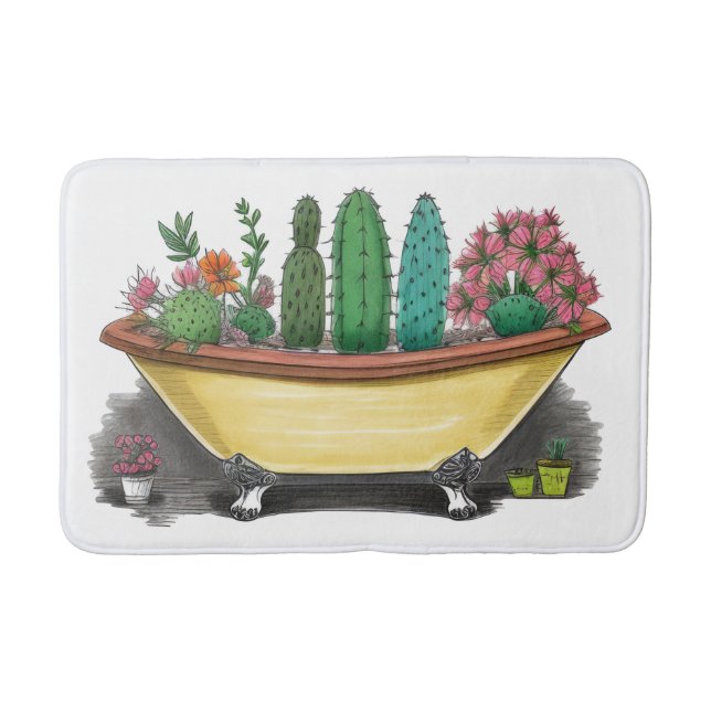 Cactus Plants Bath Mat (Front)