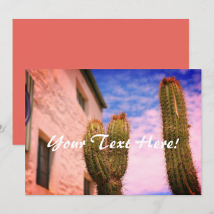 Cactus Plants Building Sky City Invitation Card
