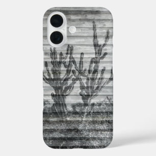 Cactus Plants On Wood Planks Black And White Photo iPhone 16 Case
