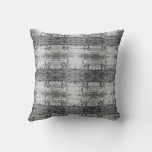 Cactus Plants On Wood Planks Black And White Photo Throw Pillow