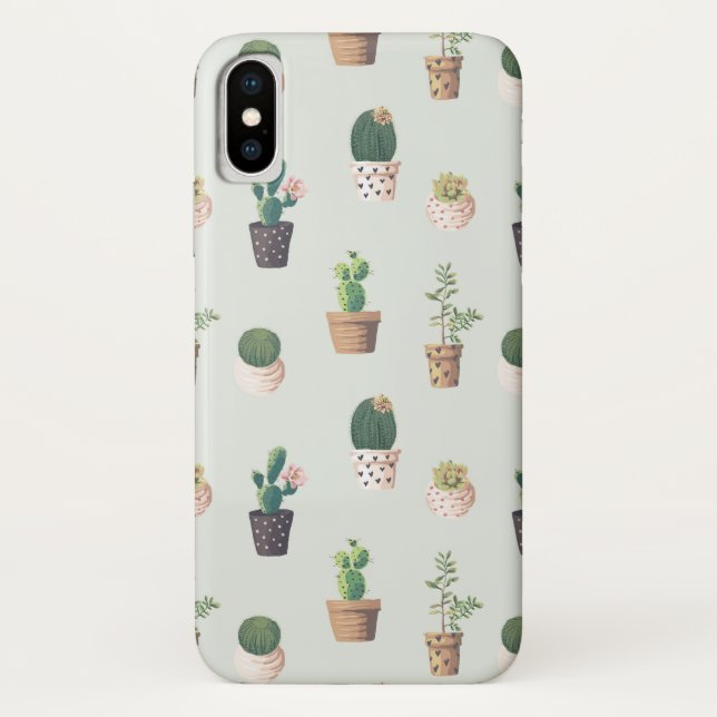 Cactus Plants Pattern Cute Illustration Case-Mate iPhone Case (Back)