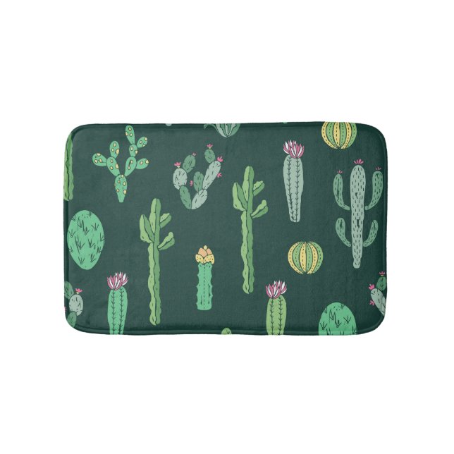 Cactus Plants: Vintage Seamless Background Bath Mat (Front)