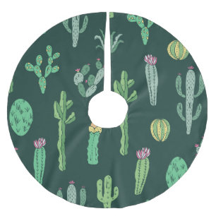 Cactus Plants: Vintage Seamless Background Brushed Polyester Tree Skirt
