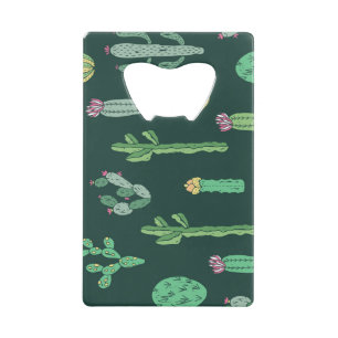 Cactus Plants: Vintage Seamless Background Credit Card Bottle Opener