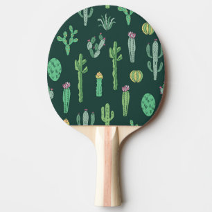 Cactus Plants: Vintage Seamless Background Ping Pong Paddle