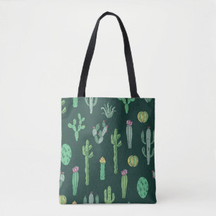Cactus Plants: Vintage Seamless Background Tote Bag