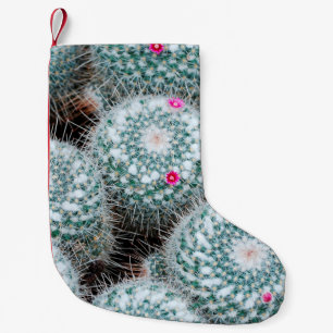 Cactus Plants with Tiny Pink Flowers Small Christmas Stocking