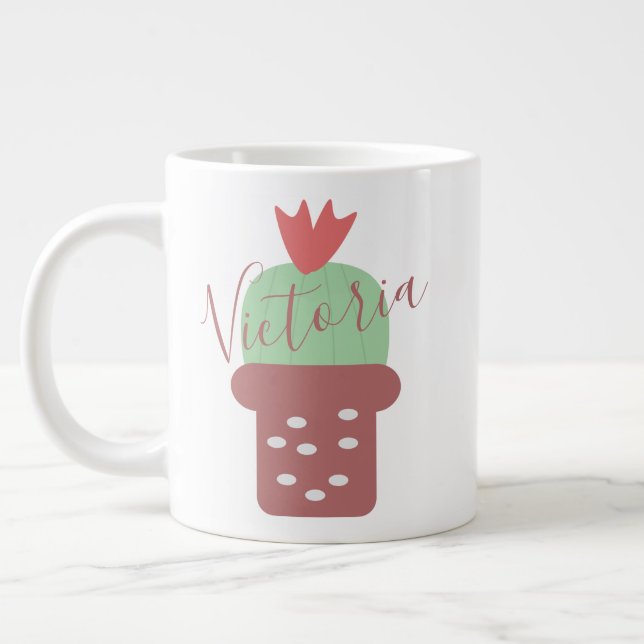 Cactus Potted Dot Pot Name  Giant Coffee Mug (Left)
