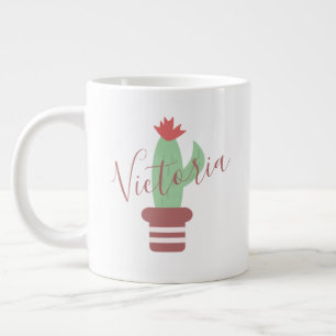 Cactus Potted Striped Name  Giant Coffee Mug