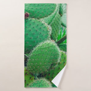 Cactus, prickly pear cactus ,cactus spines, close  bath towel