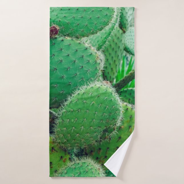 Cactus, prickly pear cactus ,cactus spines, close  bath towel (Bath Towel)