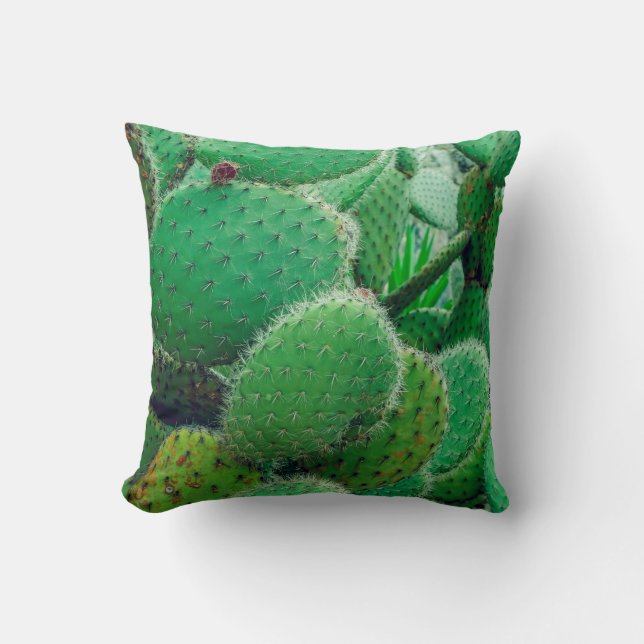 Cactus, prickly pear cactus ,cactus spines, close  throw pillow (Front)