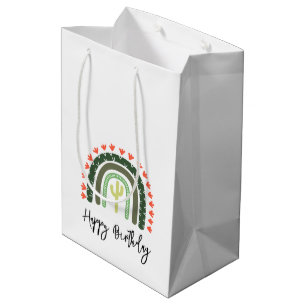 Cactus Rainbow Happy Birthday Modern Desert Fun Medium Gift Bag
