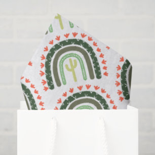Cactus Rainbow Orange Green White Modern Desert Tissue Paper