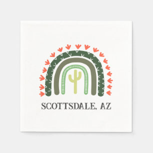 Cactus Rainbow Scottsdale Orange Green Modern Napkin