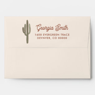Cactus Return Address Envelope, Desert Themed  Envelope