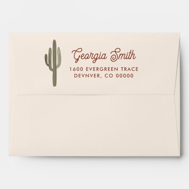 Cactus Return Address Envelope, Desert Themed  Envelope (Back (Top Flap))