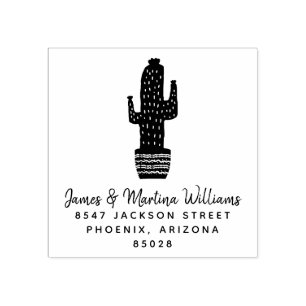 Cactus Return Address Rubber Stamp