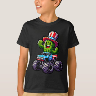 Cactus Riding Monster Truck 4th Of July T-Shirt