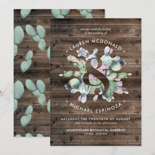 Cactus rustique et faire-part de mariage de