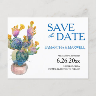 Cactus Save The Date Wedding Announcement Postcard