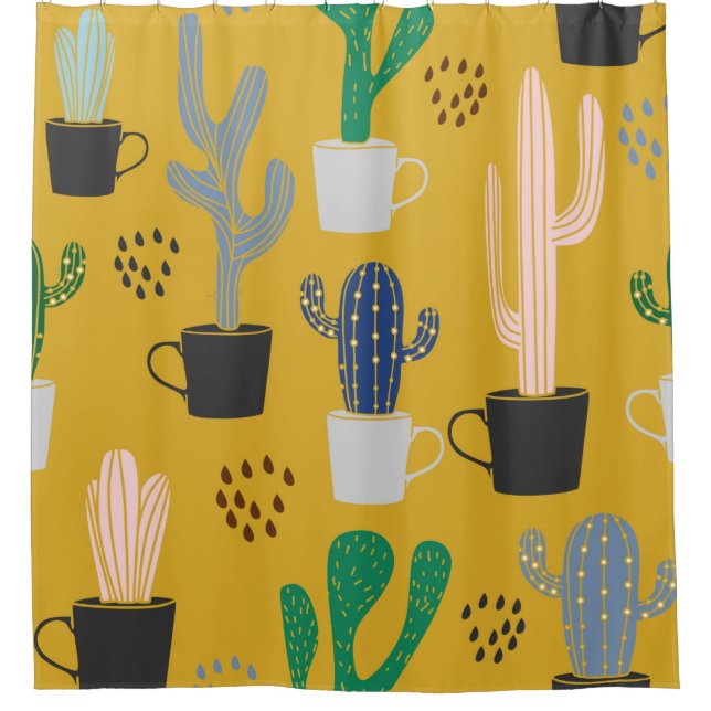 Cactus seamless pattern background. Hand drawn col (Front)
