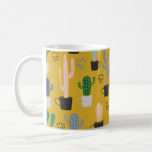 Cactus seamless pattern background. Hand drawn col Coffee Mug
