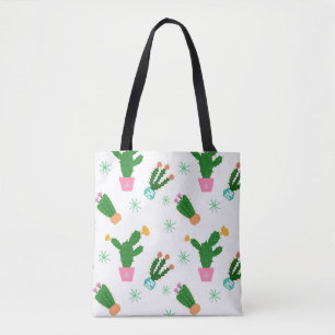 Cactus seamless vintage pattern, repeated ornamen tote bag