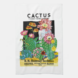 Cactus Seed Packet Label Kitchen Towel