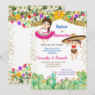  Cactus Señor or Señorita Fiesta Gender Reveal Invitation
