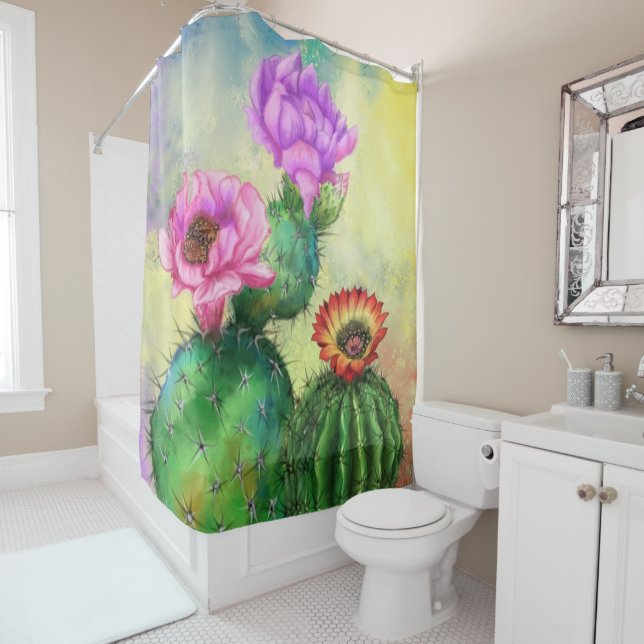 Cactus Shower Curtain (In Situ)
