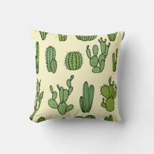 Cactus Sketch: Vintage Floral Elegance. Throw Pillow