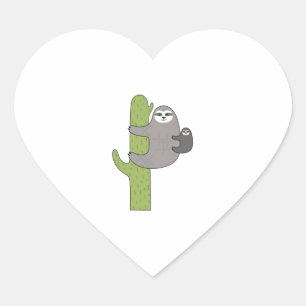 Cactus Sloth Heart Sticker