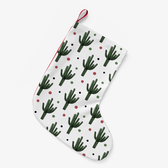 Cactus Small Christmas Stocking (Front (Hanging))