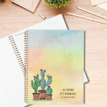 Cactus Southwest Desert Cacti Succulent Custom Planner<br><div class="desc">This colourful planner is decorated with pots of cacti and a watercolor background.
Easily customizable with your name and year.
Use the Customize Further option to change the text size,  style,  or colour.
Original Watercolor © Michele Davies.</div>