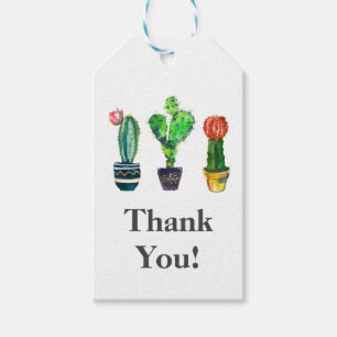 cactus, succulent, aquarelle, merci étiquette cade