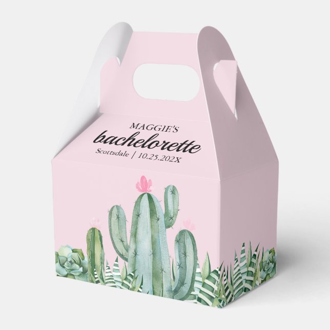 Cactus Succulent Desert Bachelorette Pink Favor Box (Back Side)