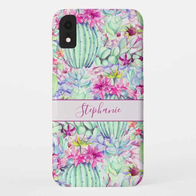 Cactus Succulent Floral Foliage Personalized Case-Mate iPhone Case (Back)