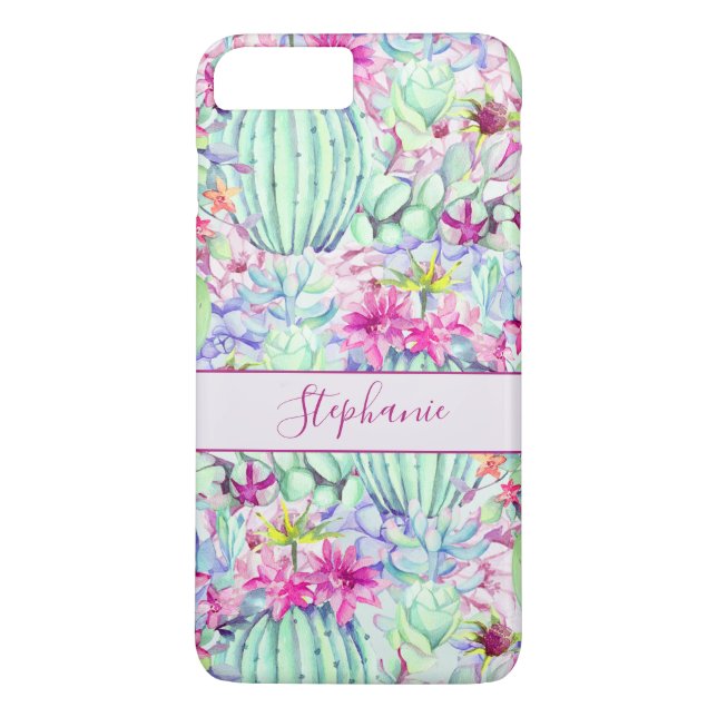 Cactus Succulent Floral Foliage Personalized Case-Mate iPhone Case (Back)