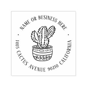 Cactus Succulent Garden Custom Name Return Address Self-inking Stamp