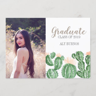 Cactus succulent graduation party invite