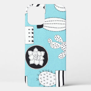 Cactus, succulent: hand-drawn seamless design. iPhone 12 case
