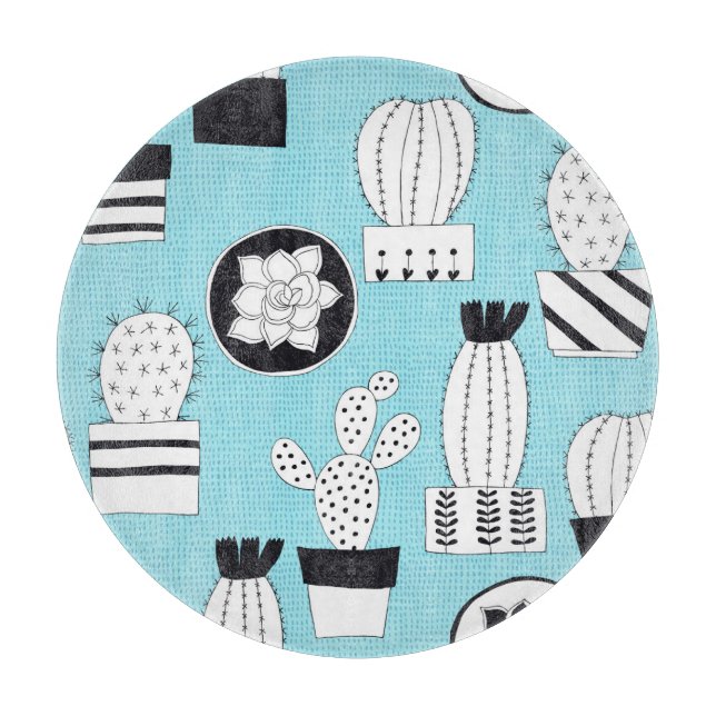 Cactus, succulent: hand-drawn seamless design. cutting board (Front)