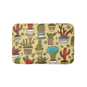 Cactus Succulent: Hand Drawn Sketch Bath Mat