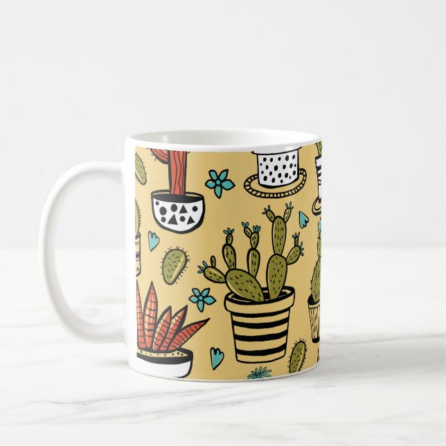 Cactus Succulent: Hand Drawn Sketch Coffee Mug (Left)