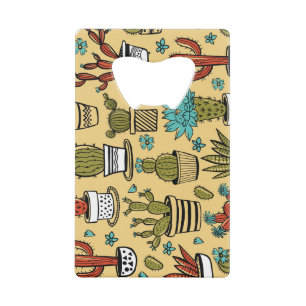 Cactus Succulent: Hand Drawn Sketch Credit Card Bottle Opener