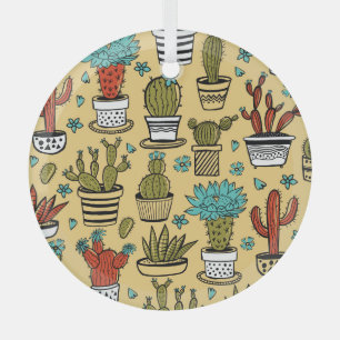 Cactus Succulent: Hand Drawn Sketch Glass Ornament