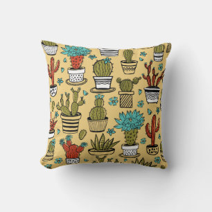 Cactus Succulent: Hand Drawn Sketch Throw Pillow